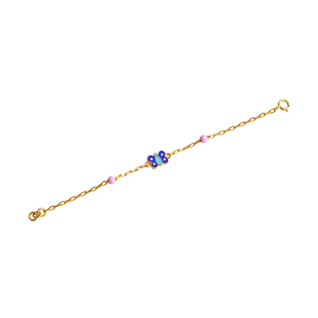 Blue Butterfly Kids Gold Bracelet - Arista Jewels