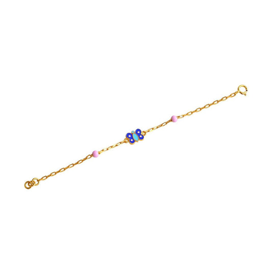 Blue Butterfly Kids Gold Bracelet - Arista Jewels