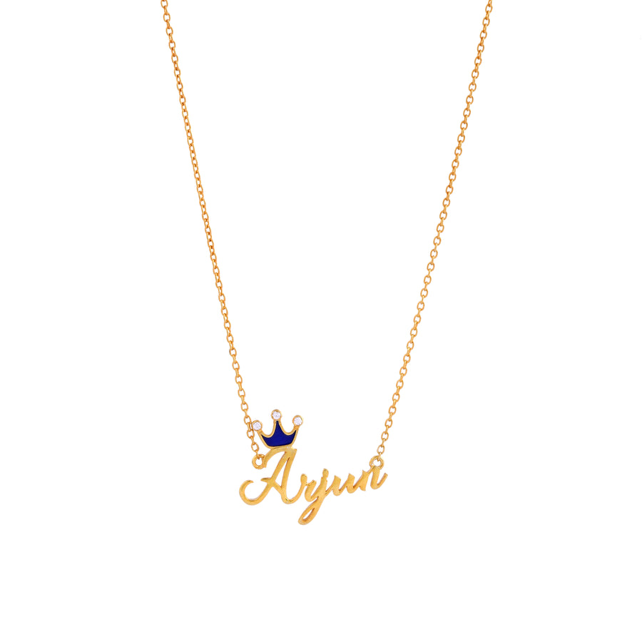 ARJUN Name customized with Crown charm Necklace - Arista Jewels