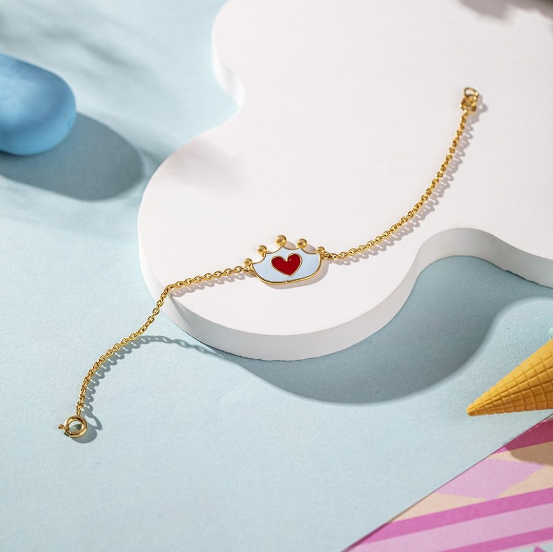 Crown red heart bracelet - Arista Jewels