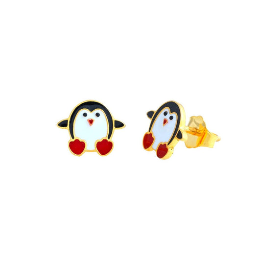 Penguin Kids Gold Earrings - Arista Jewels