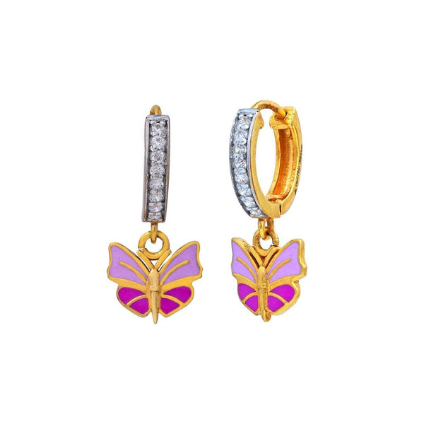 Pink Butterfly Kids Gold Bali - Arista Jewels