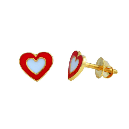 Heart in Heart Kids Gold Earrings - Arista Jewels