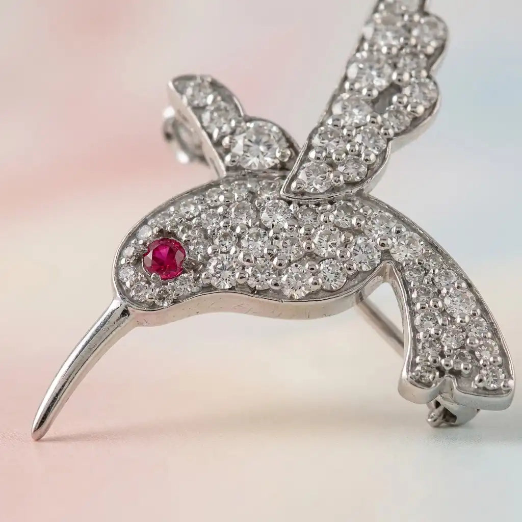 Silver Bird Silver Brooch for Kids — Macro Detail