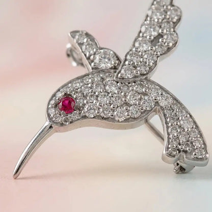 Silver Bird Silver Brooch for Kids — Macro Detail
