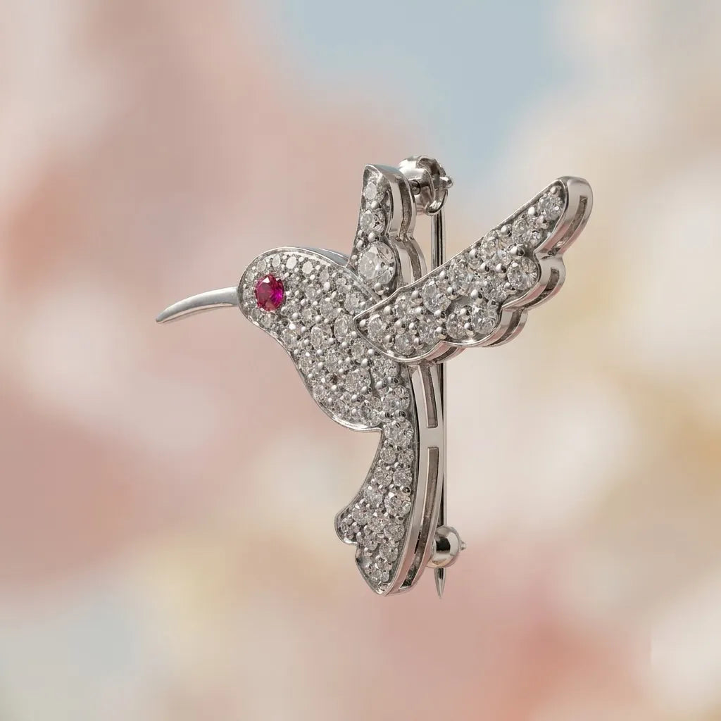 Silver Bird Silver Brooch for Kids — Side Profile