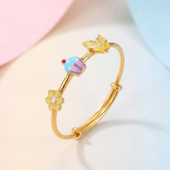 Silver Sweet Bloom Silver Kada – Flower, Cupcake & Butterfly – Main product image