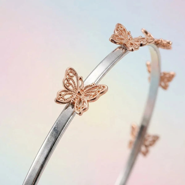 Silver Butterfly Hair Band — Macro Detail