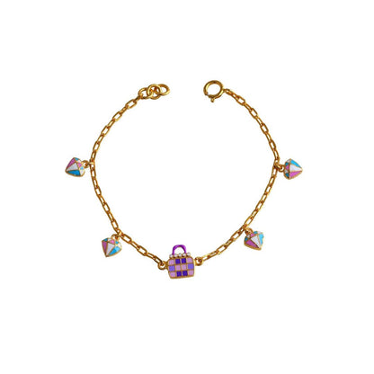 Purse Hanging Charms Kids Gold Bracelet in yellow gold, product image 2