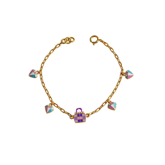Purse Hanging Charms Kids Gold Bracelet in yellow gold, product image 2