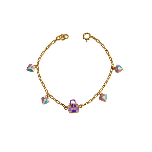 Purse Hanging Charms Kids Gold Bracelet in yellow gold, product image 2