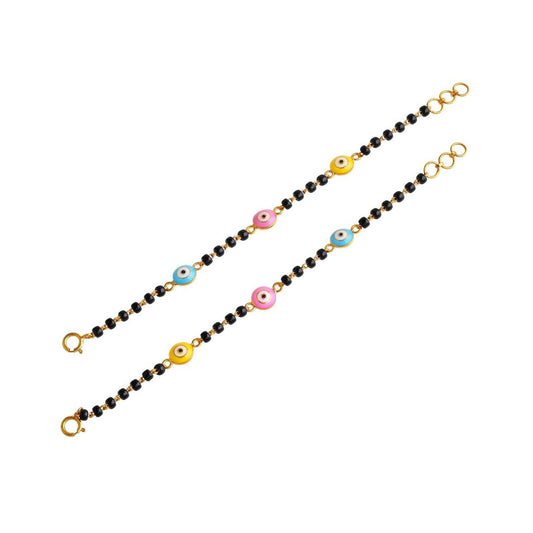 Silver Multicolour Evil Eye kids Nazariya-Pair in Silver