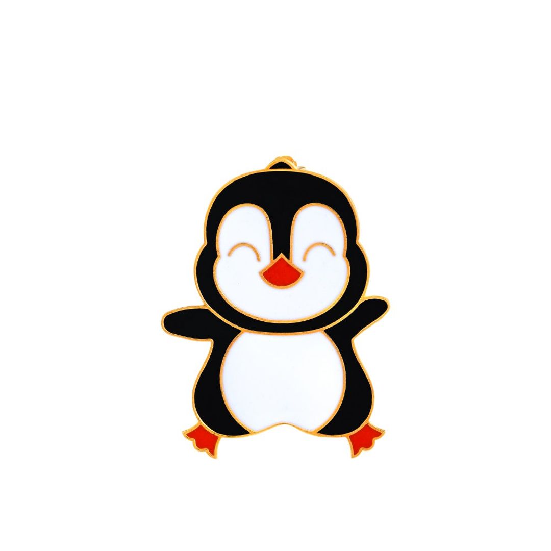 Penguin Baby Brooch in gold plated silver, silver