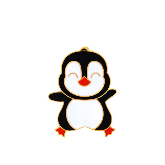 Penguin Baby Brooch in gold plated silver, silver