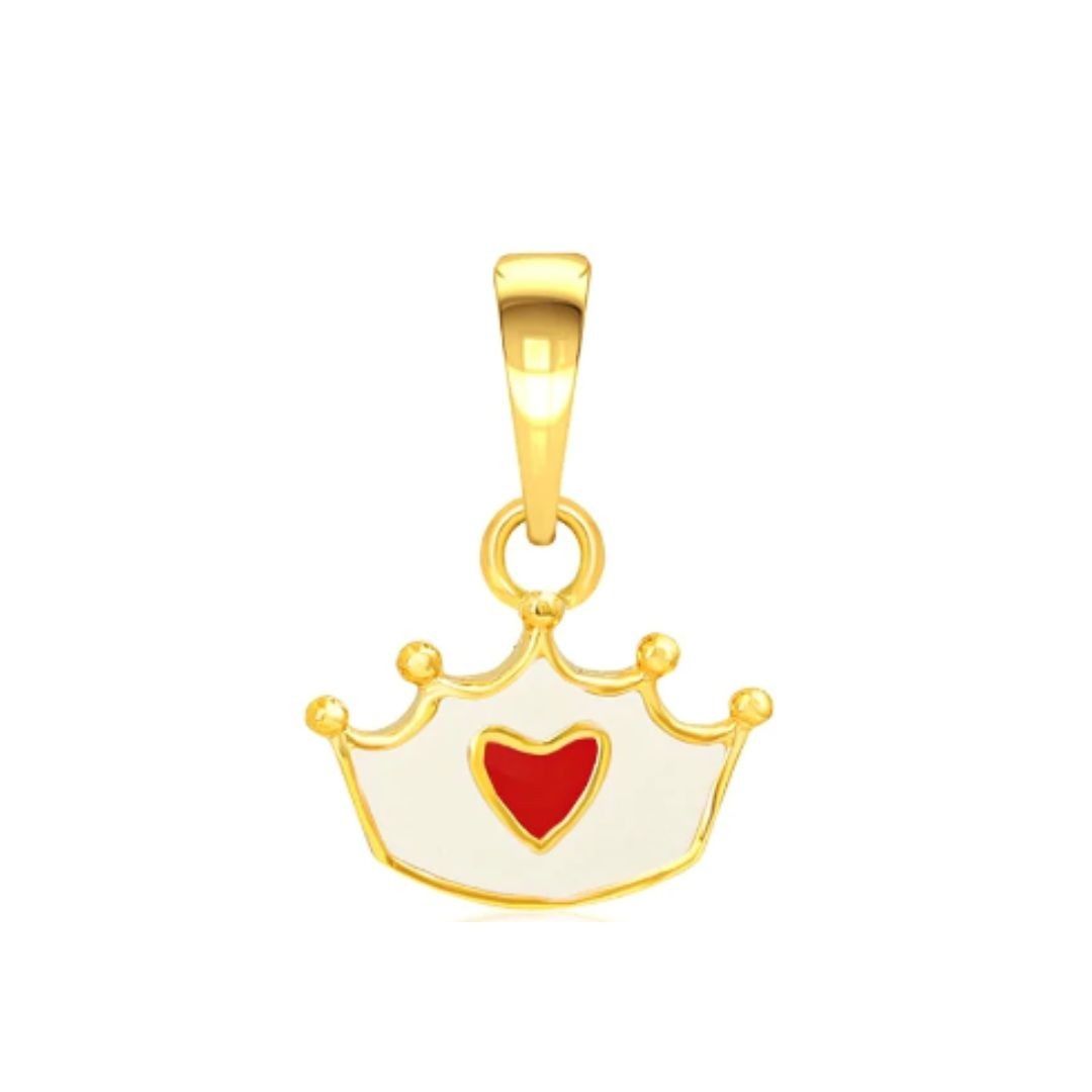 White Crown Kids Gold Pendant - Arista Jewels
