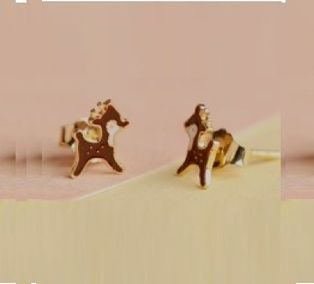 Reindeer Kids Gold Earrings - Arista Jewels