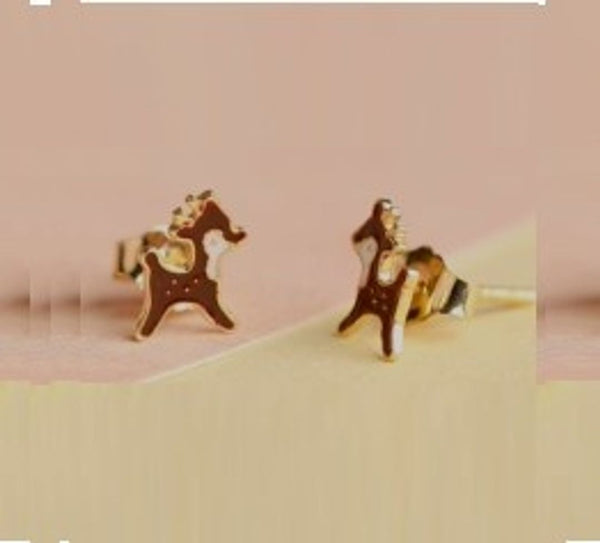 Reindeer Kids Gold Earrings