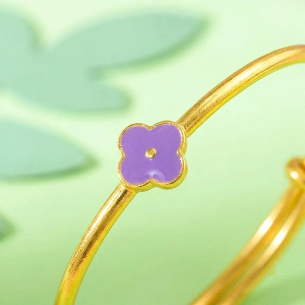 Silver Blossom Silver Kada – Purple Flower Charm – gallery image 5