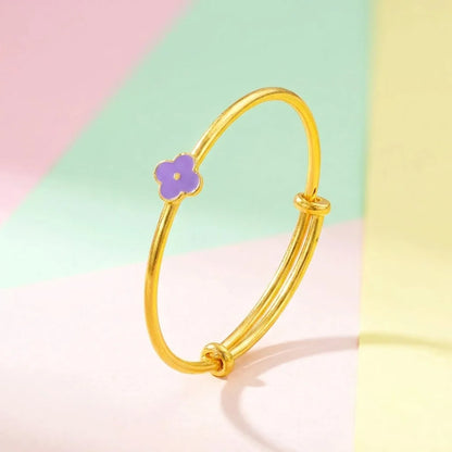 Silver Blossom Silver Kada – Purple Flower Charm – gallery image 6
