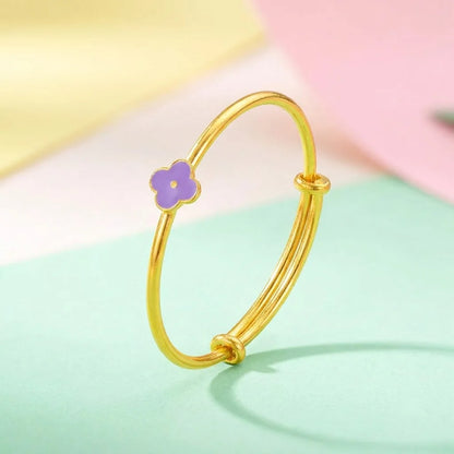 Silver Blossom Silver Kada – Purple Flower Charm – gallery image 7