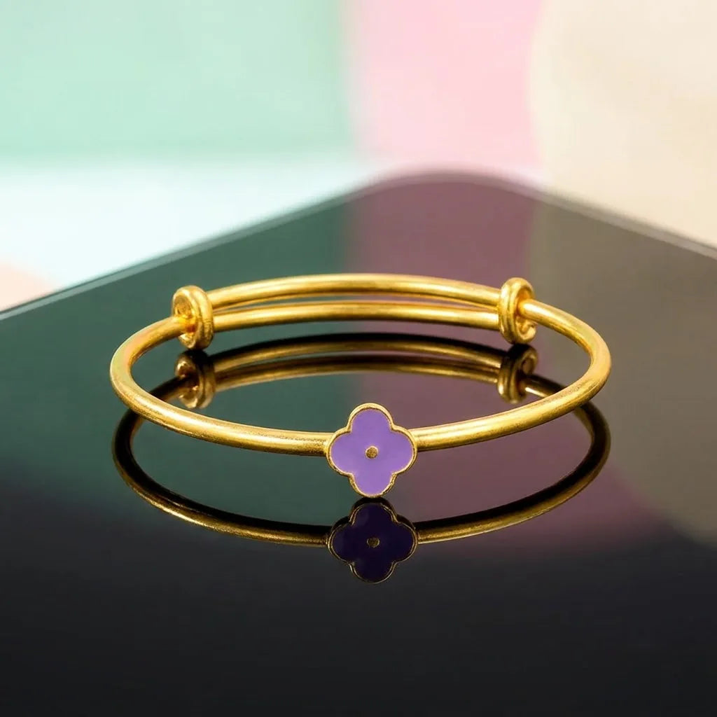 Silver Blossom Silver Kada – Purple Flower Charm – gallery image 10
