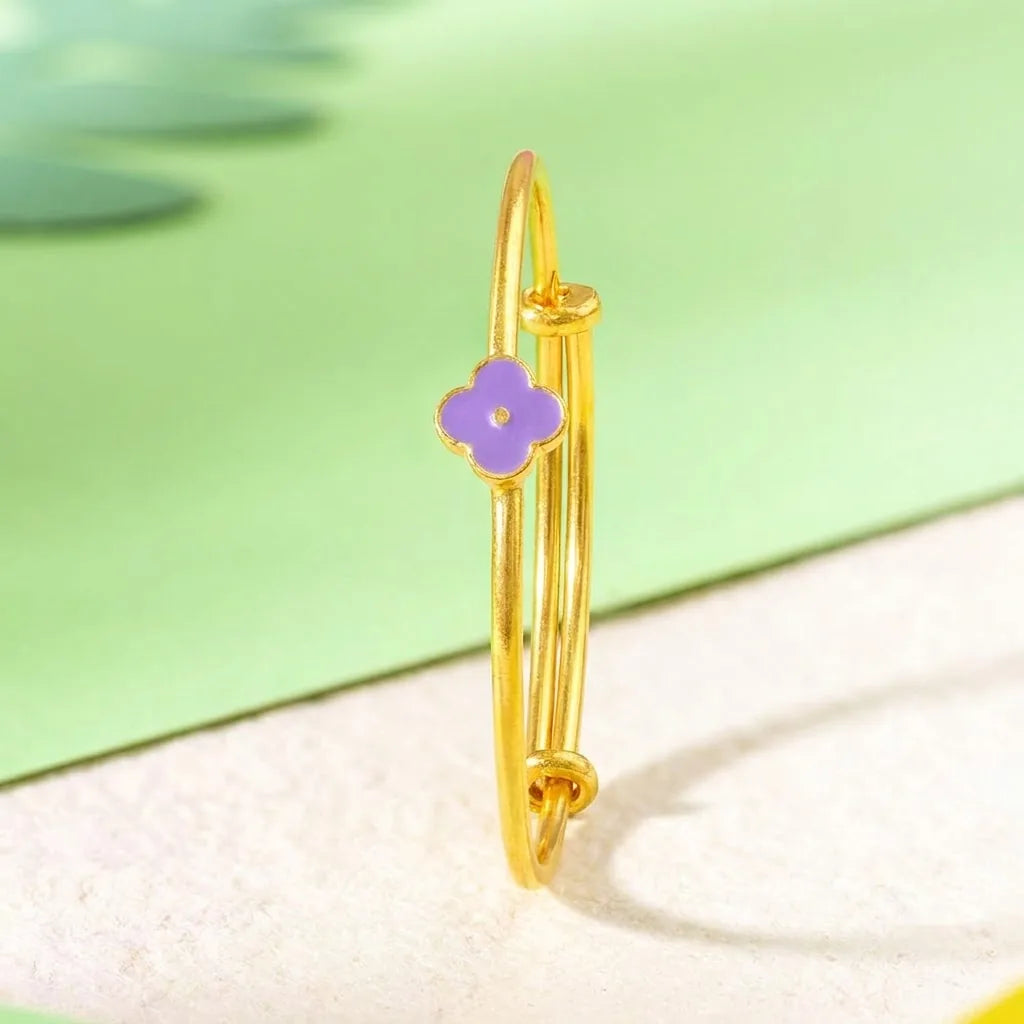 Silver Blossom Silver Kada – Purple Flower Charm – gallery image 13