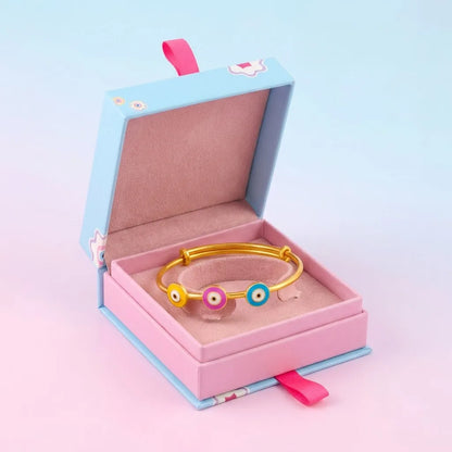 Silver Evil Eye Trio Kada – Yellow, Pink & Blue Charms – gallery image 6