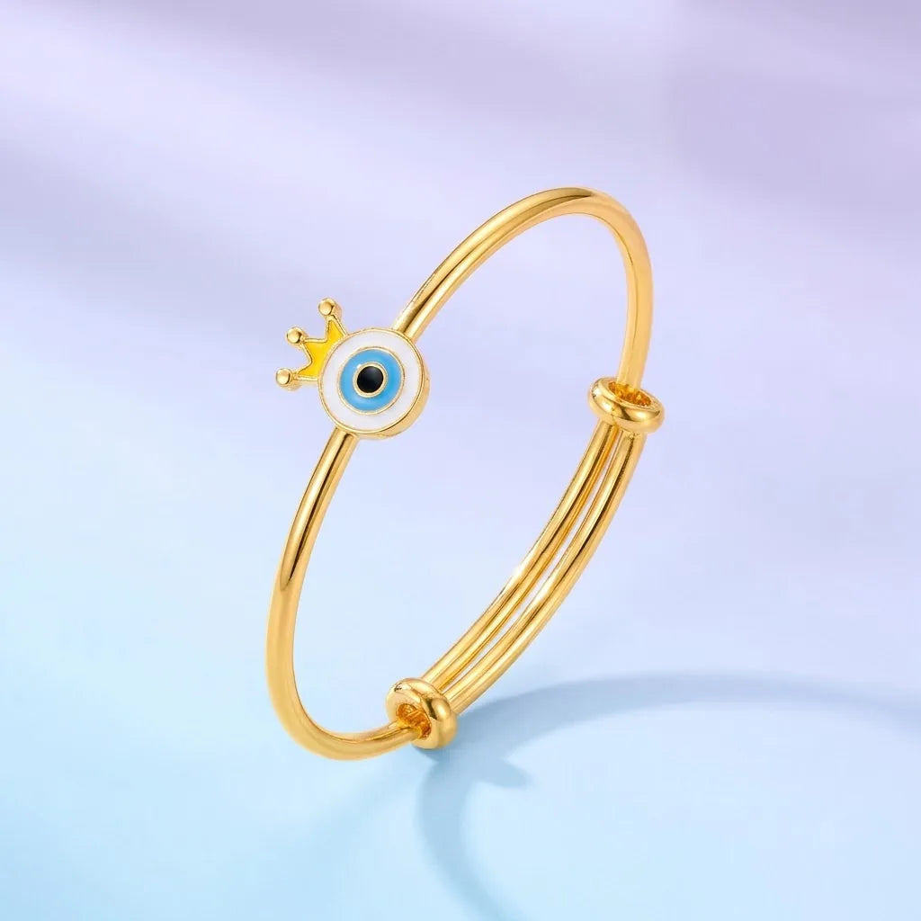 Silver Evil Eye Crown Silver Kada – Royal Protection – main product image