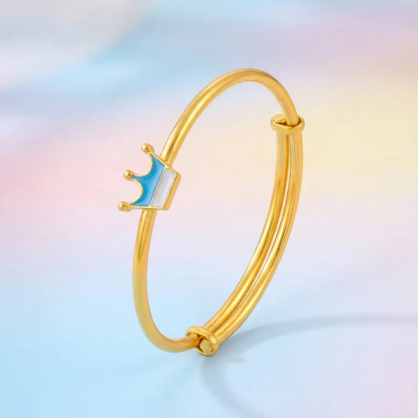 Silver Royal Crown Silver Kada – Blue Enamel Charm – Alternate dynamic angle