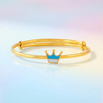 Silver Royal Crown Silver Kada – Blue Enamel Charm – Main product image