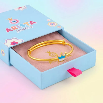 Silver Royal Crown Silver Kada – Blue Enamel Charm – Arista Jewels packaging