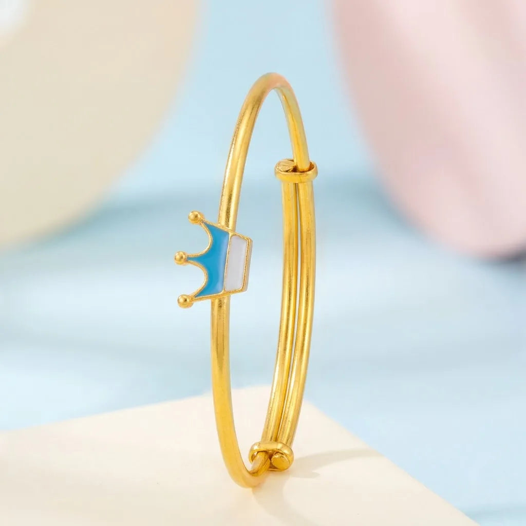Silver Royal Crown Silver Kada – Blue Enamel Charm – Side silhouette