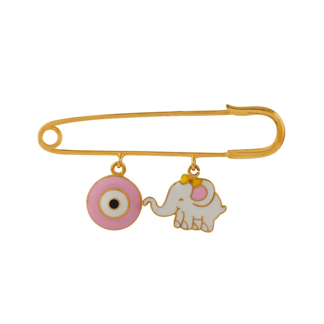 Pink Evil Eye Kids Gold Pin - Arista Jewels