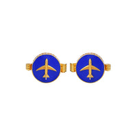 Sterling Silver Cufflink Airplane Blue Enamel for Newborn to 15 Years | Hypoallergenic