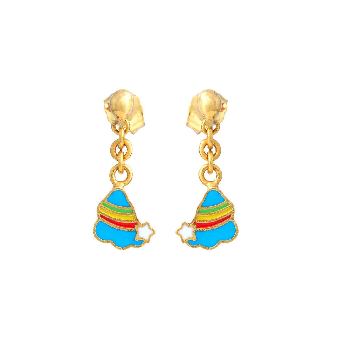 Cloud Rainbow Kids Gold Drop Earrings - Arista Jewels