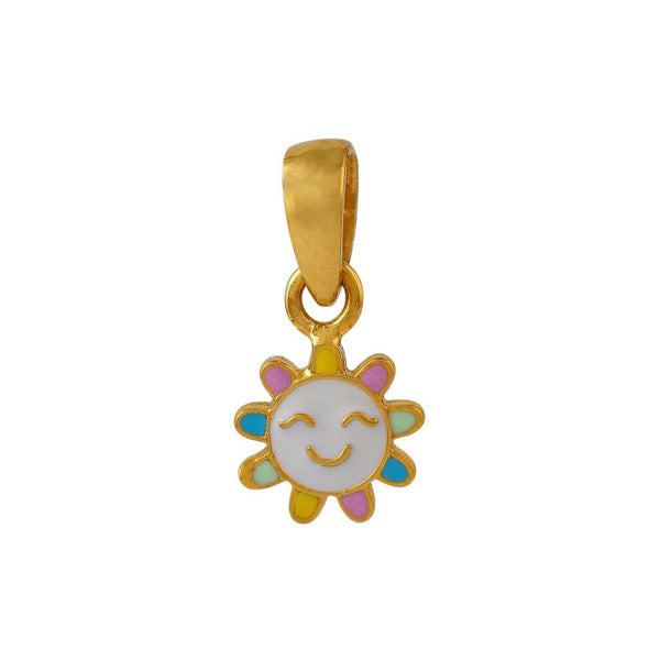 Colourful Sun Kids Gold Pendant