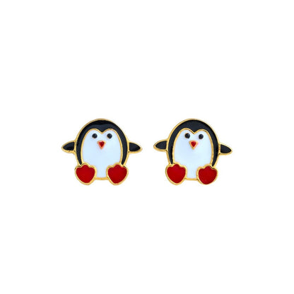 Penguin Kids Gold Earrings - Arista Jewels