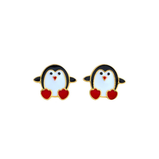 Penguin Kids Gold Earrings - Arista Jewels
