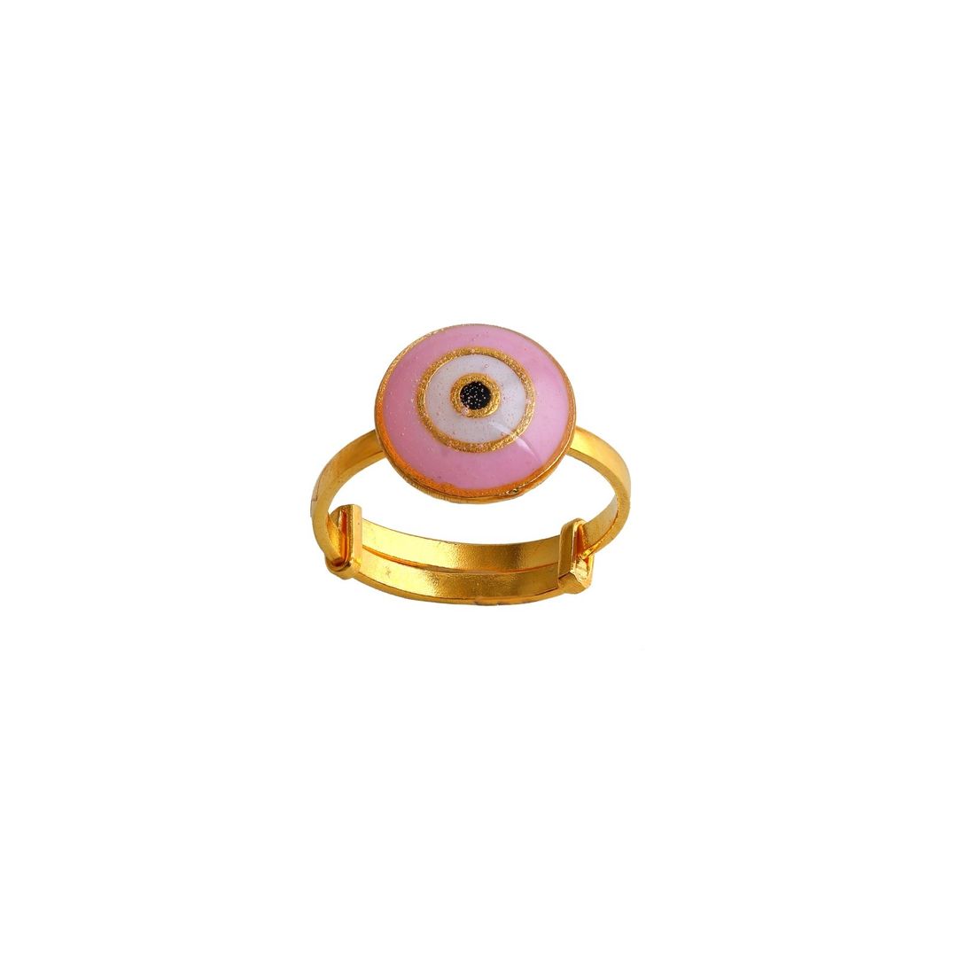 Pink Evil Eye Kids Gold Ring - Arista Jewels