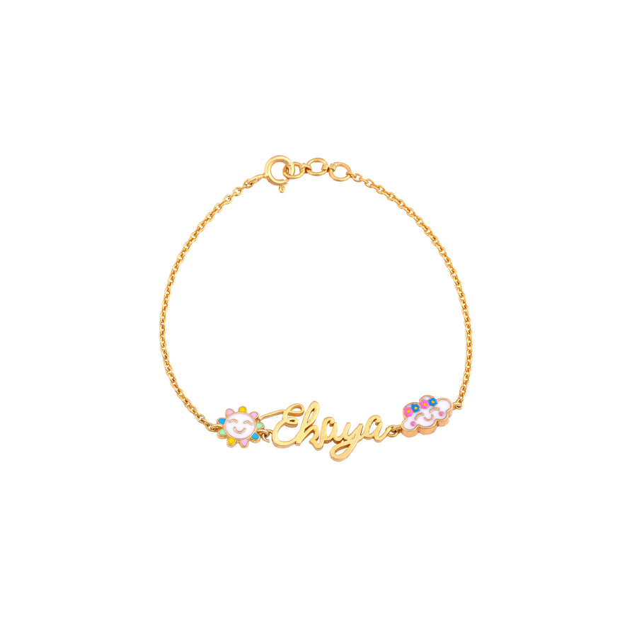 Personalized Ekaya Name With Sun &  Cloud Charm Bracelet - Arista Jewels