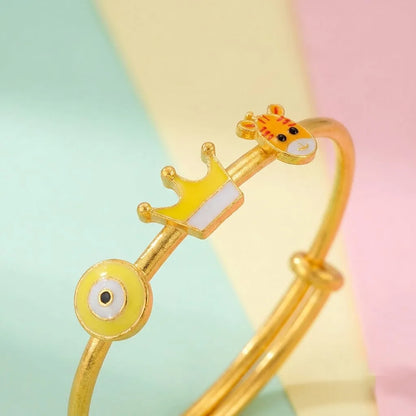 Silver Lucky Charm Kada Kada – Evil Eye, Crown & Giraffe – Close-up product detail