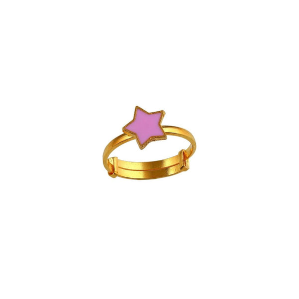 Pink Star Kids Gold Ring