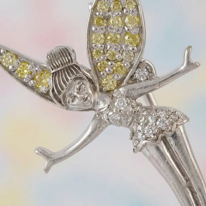 Silver Fairy Silver Brooch for Kids — Macro Detail
