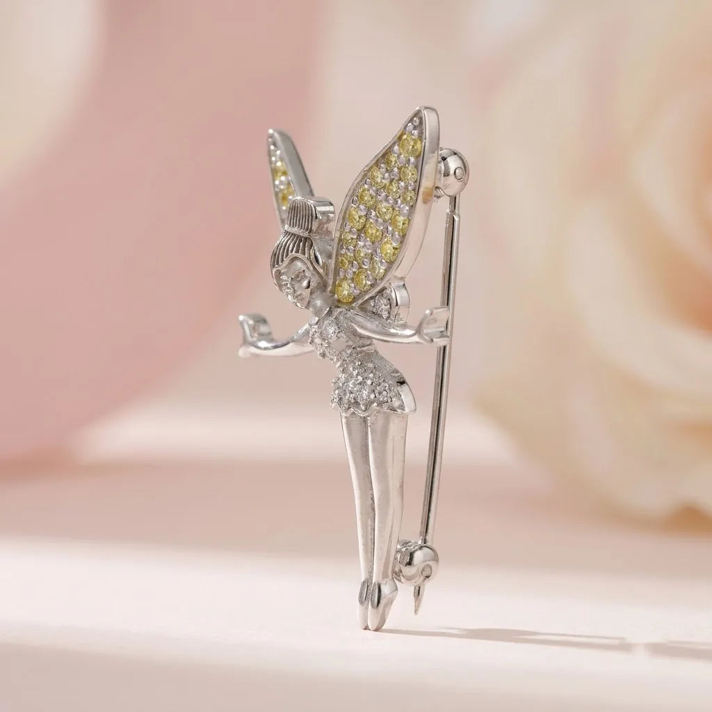 Silver Fairy Silver Brooch for Kids — Side Profile