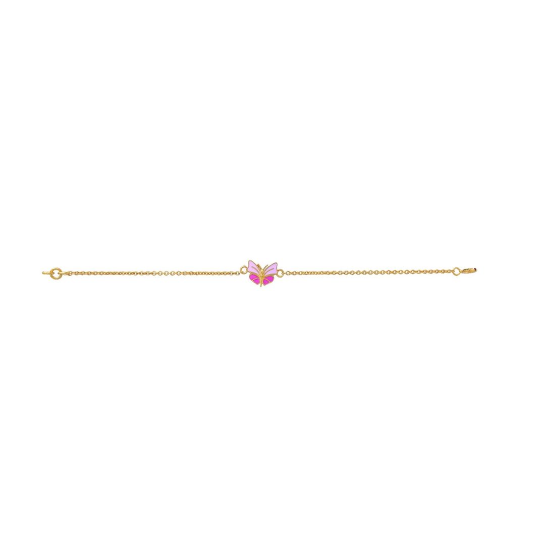 Pink Butterfly Kids Gold Bracelet - Arista Jewels