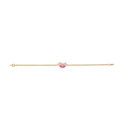 Pink Butterfly Kids Gold Bracelet - Arista Jewels