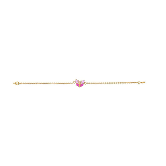 Pink Butterfly Kids Gold Bracelet - Arista Jewels