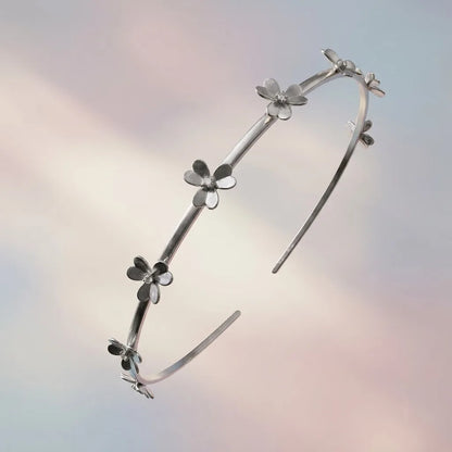 Silver Flower Hair Band in Silver — Side Profile