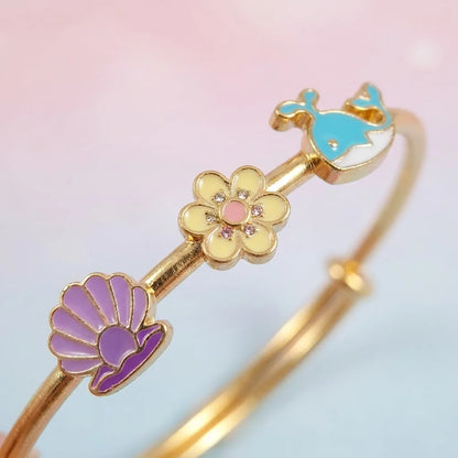 Silver Ocean Dreams Kada Kada – Seashell, Flower & Dolphin – Close-up product detail