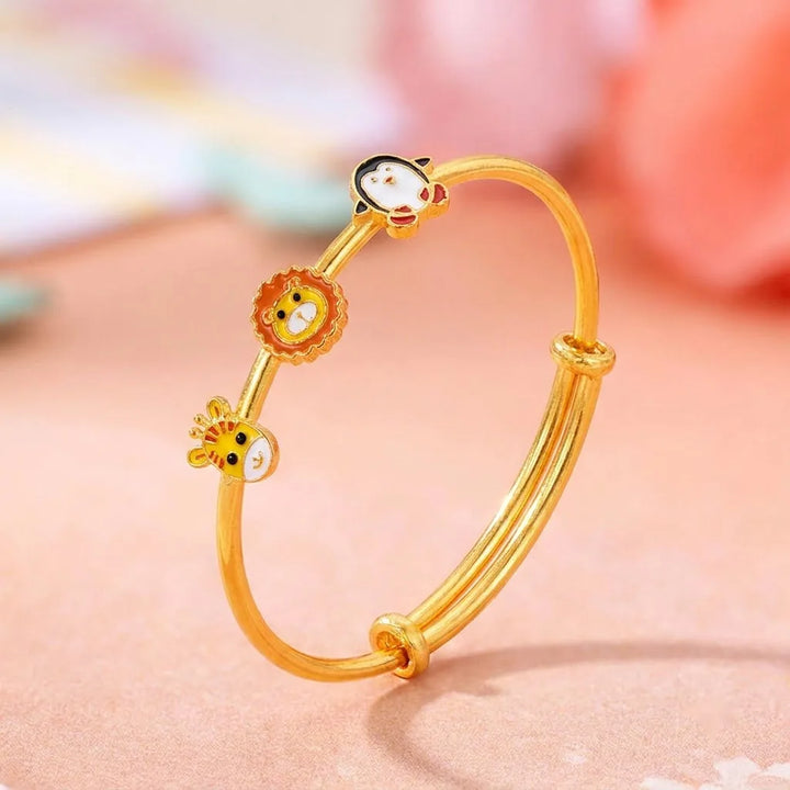 Silver Safari Fun Silver Kada – Giraffe, Lion & Penguin – Main product image